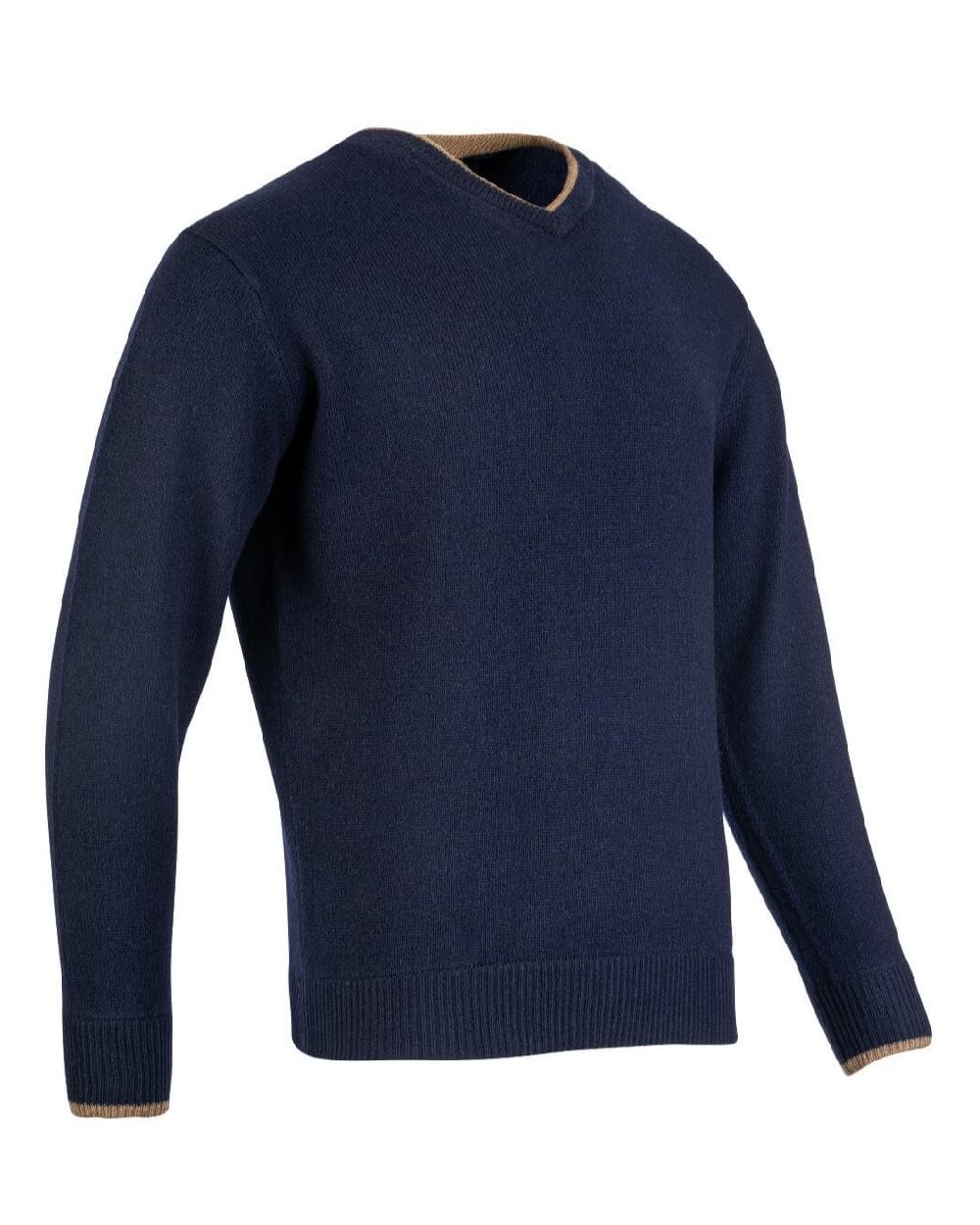 Navy coloured Jack Pyke Ashcombe 100% Lambswool V-Neck on white background #colour_navy
