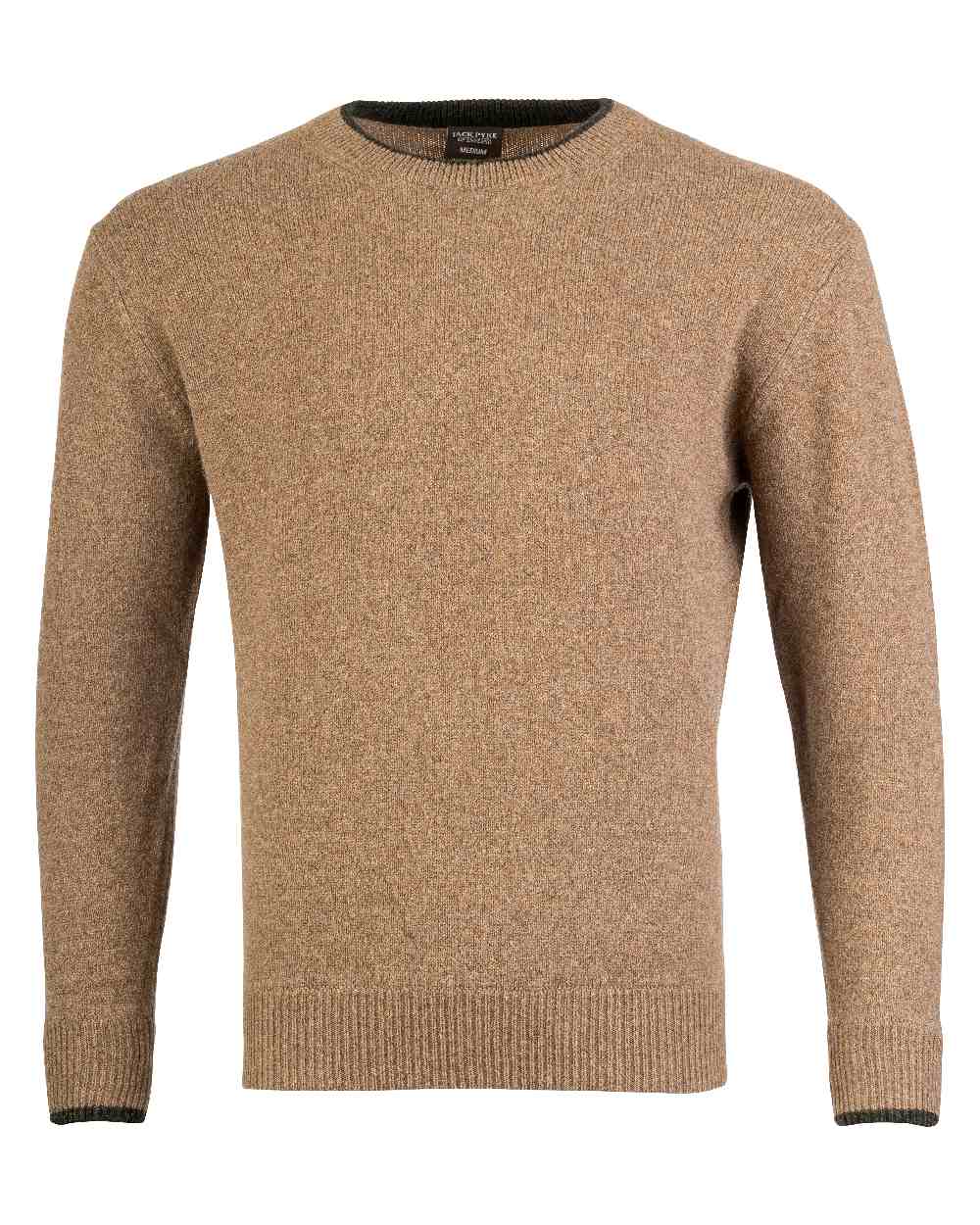 Barley coloured Jack Pyke Ashcombe Lambswool Crewknit Pullover on white background #colour_barley