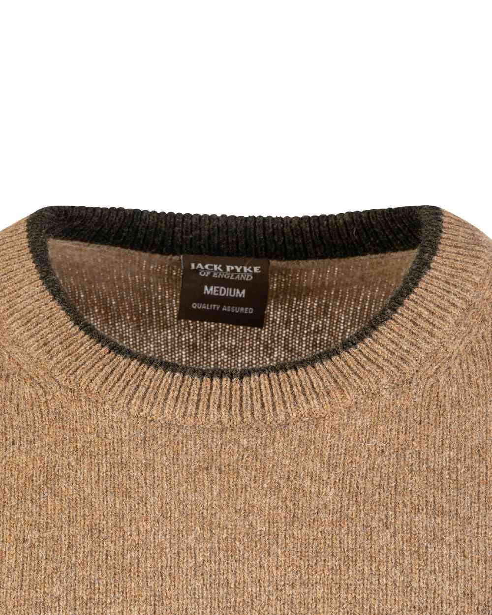 Barley coloured Jack Pyke Ashcombe Lambswool Crewknit Pullover on white background #colour_barley
