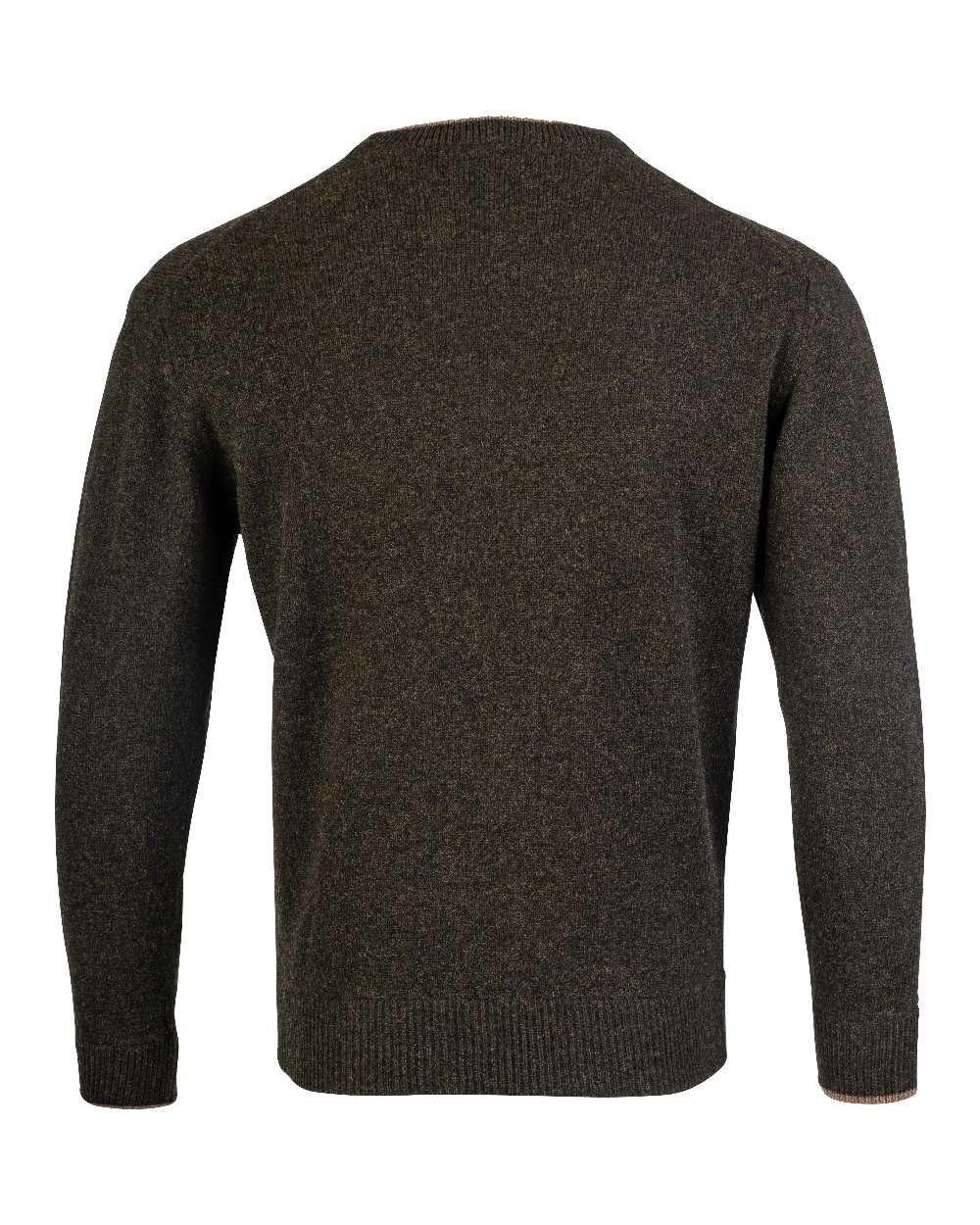 Dark Olive coloured Jack Pyke Ashcombe Lambswool Crewknit Pullover on white background #colour_dark-olive