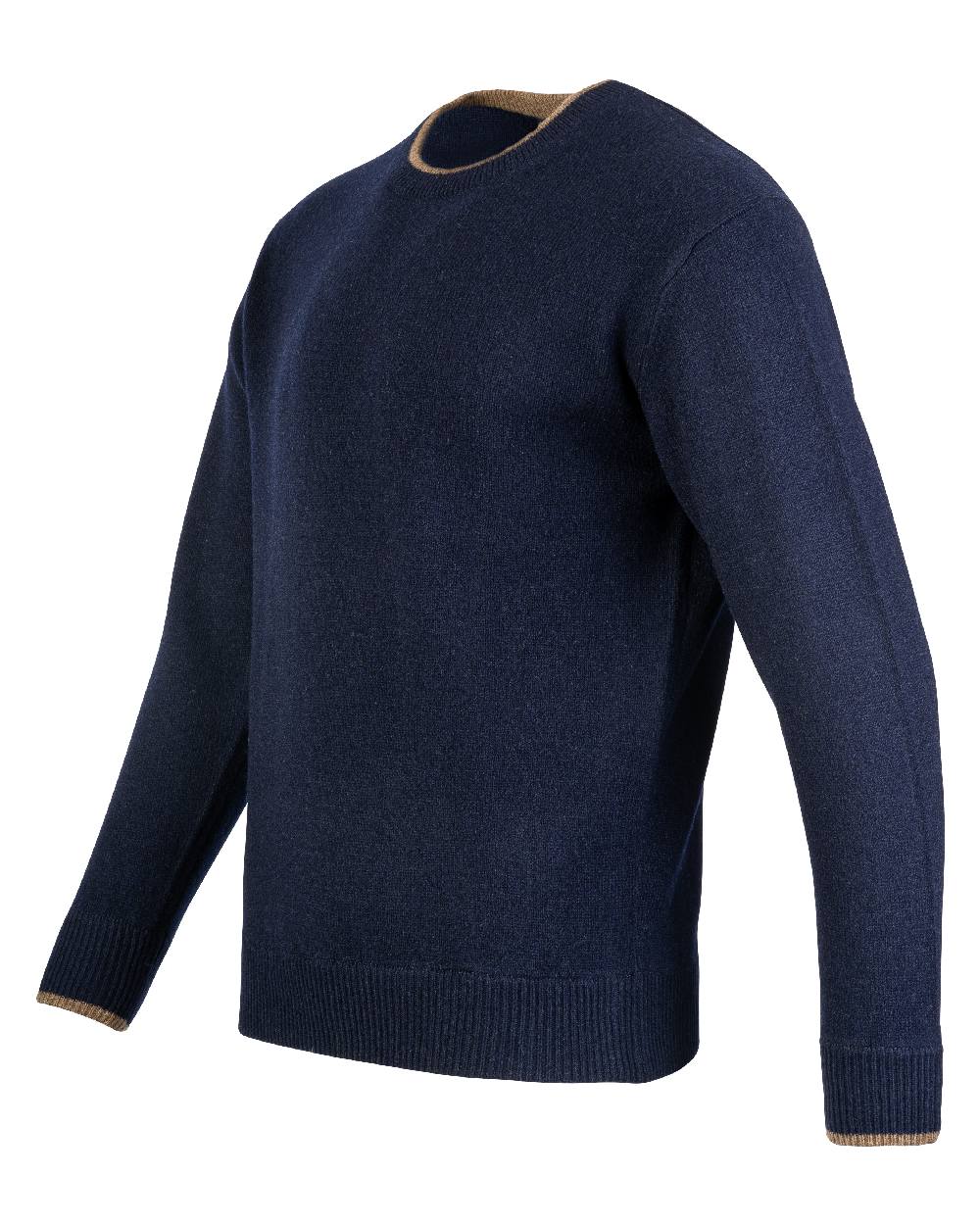 Navy coloured Jack Pyke Ashcombe Lambswool Crewknit Pullover on white background #colour_navy