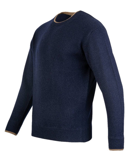 Navy coloured Jack Pyke Ashcombe Lambswool Crewknit Pullover on white background #colour_navy
