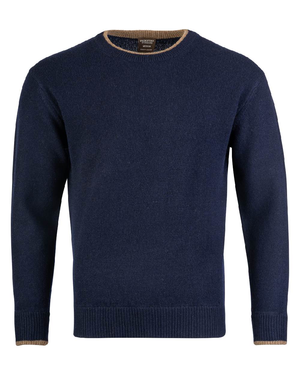 Navy coloured Jack Pyke Ashcombe Lambswool Crewknit Pullover on white background #colour_navy