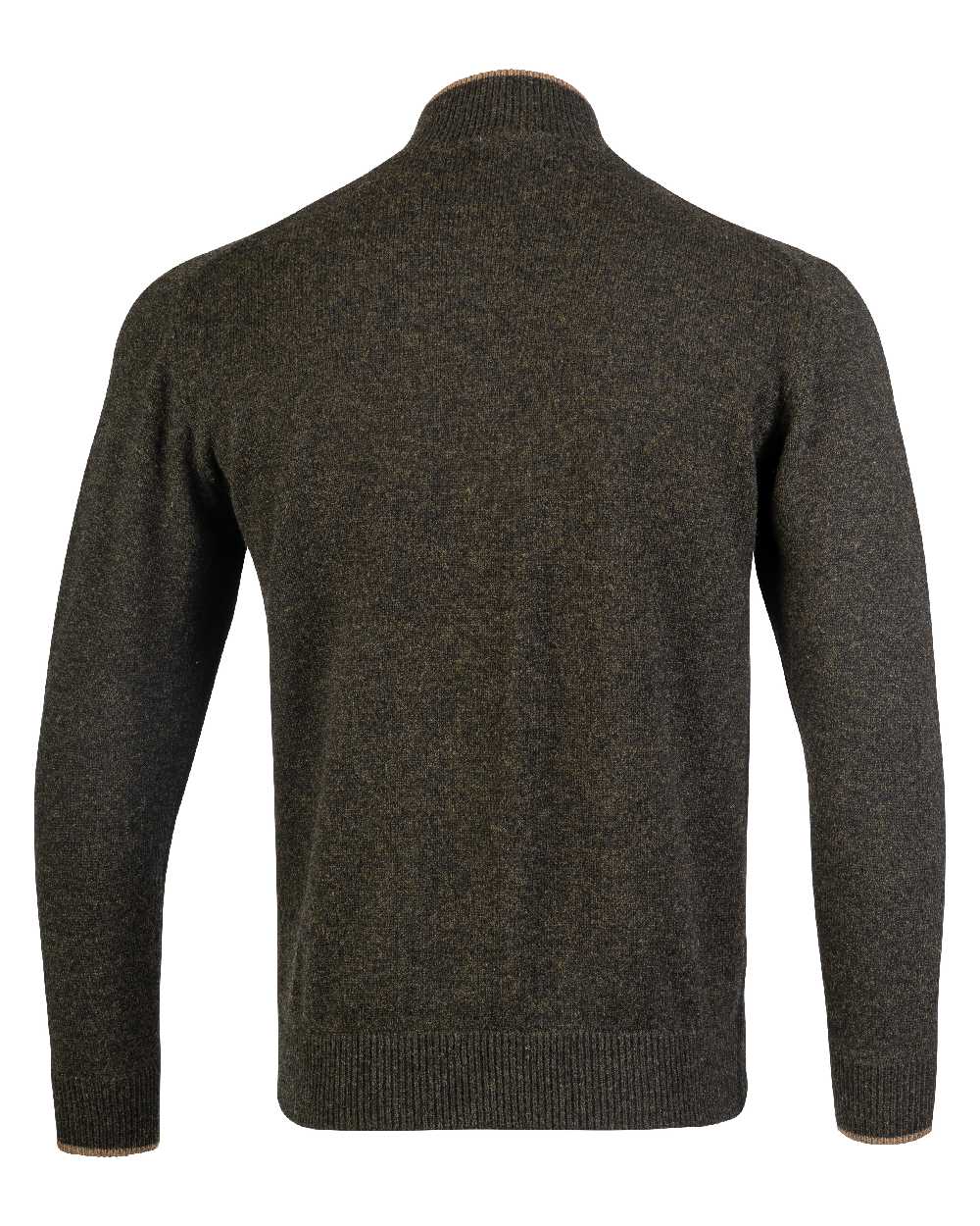 Dark Olive coloured Jack Pyke Ashcombe Lambswool Zip Knit Pullover on white background #colour_dark-olive