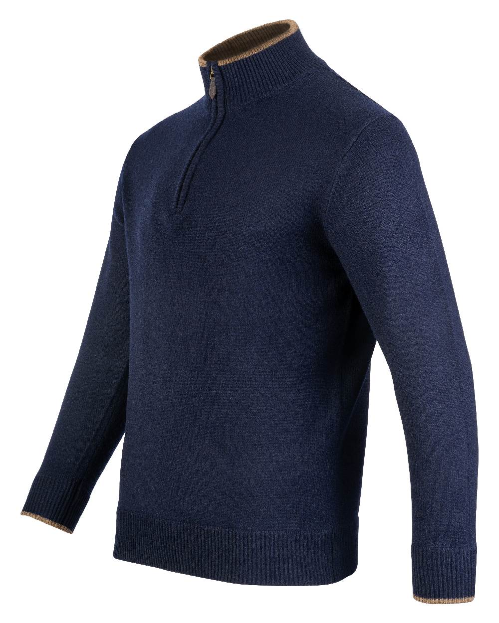 Navy coloured Jack Pyke Ashcombe Lambswool Zip Knit Pullover on white background #colour_navy
