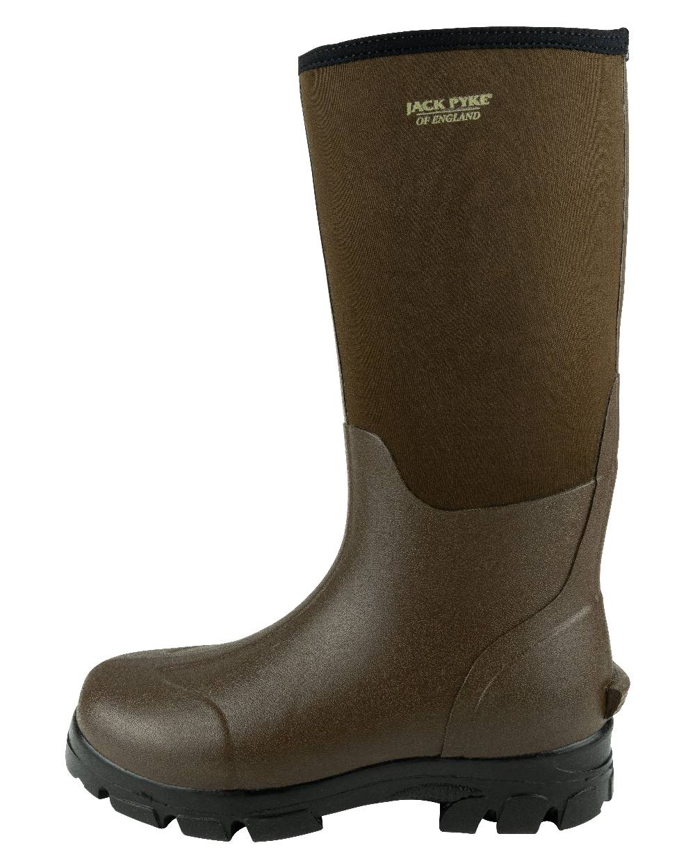 Brown coloured Jack Pyke Ashcombe Neoprene Wellington Boots on white background #colour_brown