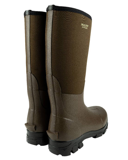 Brown coloured Jack Pyke Ashcombe Neoprene Wellington Boots on white background #colour_brown