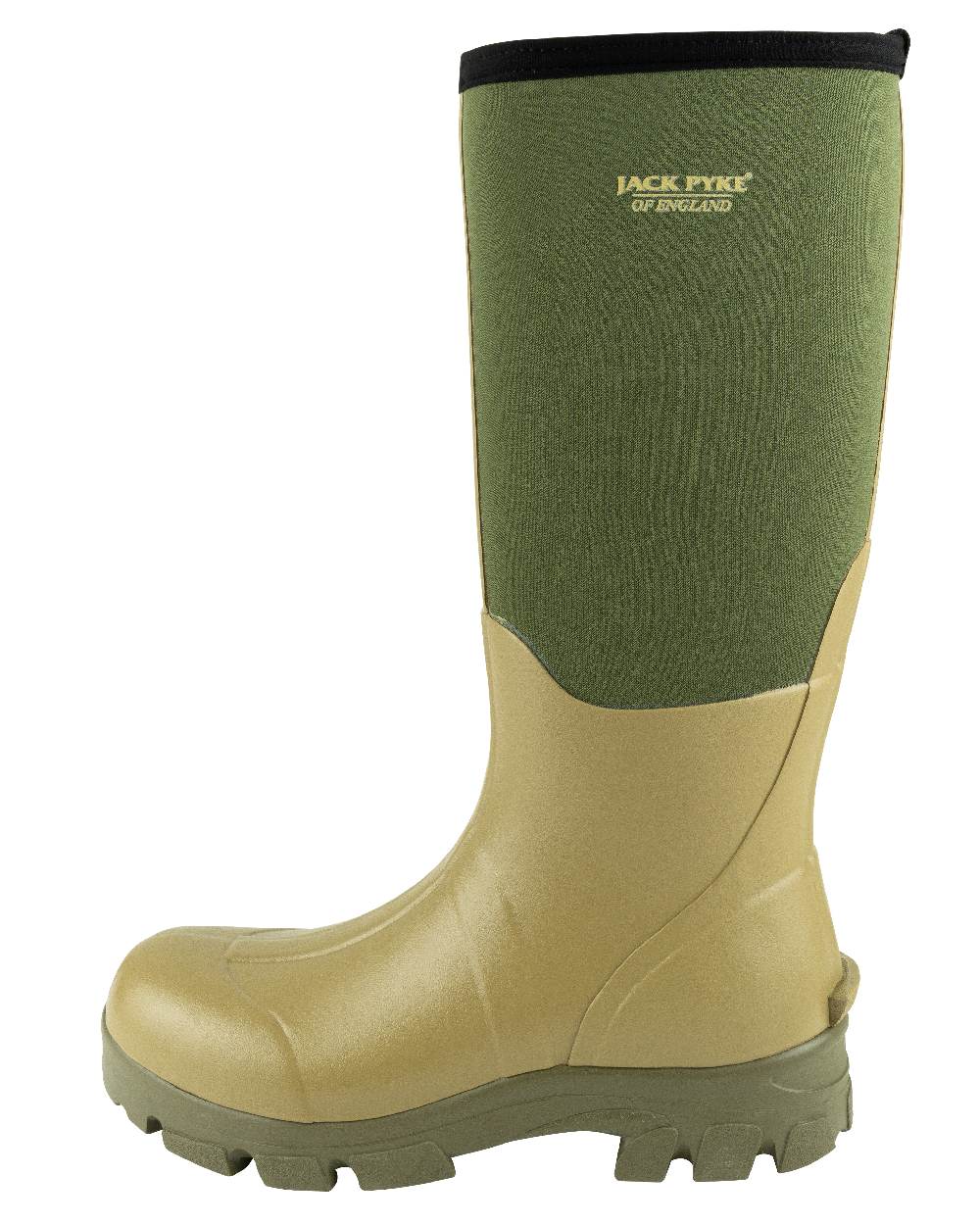 Green coloured Jack Pyke Ashcombe Neoprene Wellington Boots on white background #colour_green