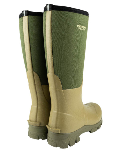 Green coloured Jack Pyke Ashcombe Neoprene Wellington Boots on white background #colour_green