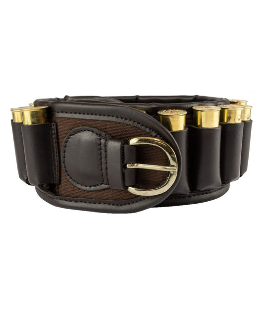Brown coloured Jack Pyke Canvas Cartridge Belt on white background #colour_brown