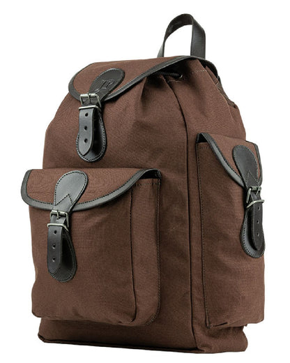 Brown coloured Jack Pyke Canvas Day Pack on white background #colour_brown