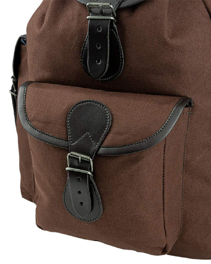 Brown coloured Jack Pyke Canvas Day Pack on white background #colour_brown
