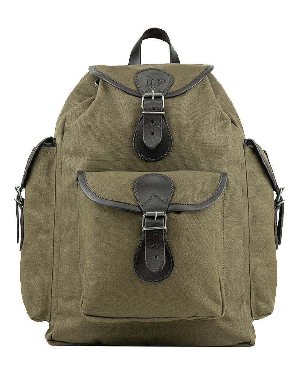 Green coloured Jack Pyke Canvas Day Pack on white background #colour_green