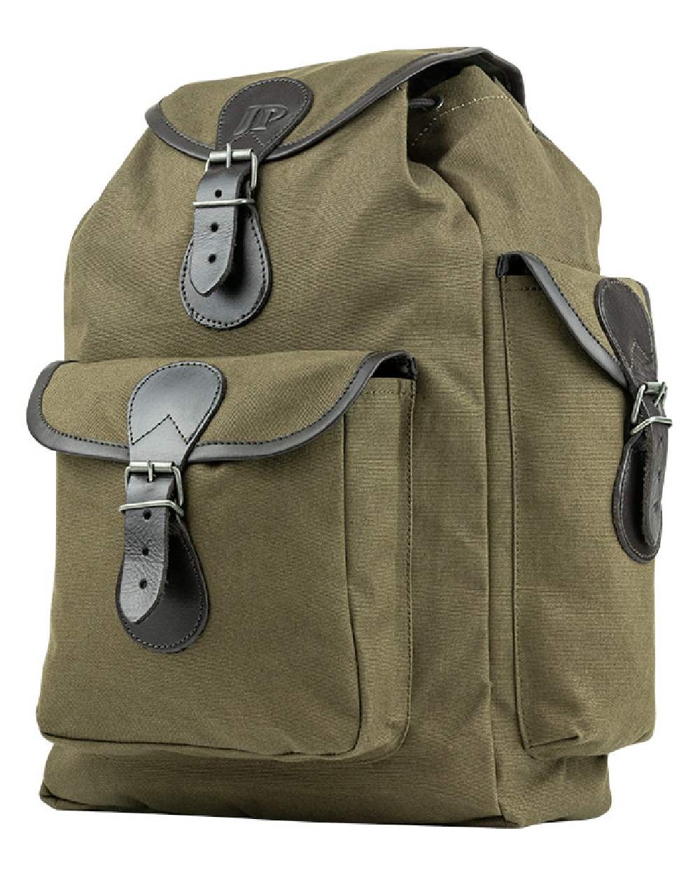 Green coloured Jack Pyke Canvas Day Pack on white background #colour_green