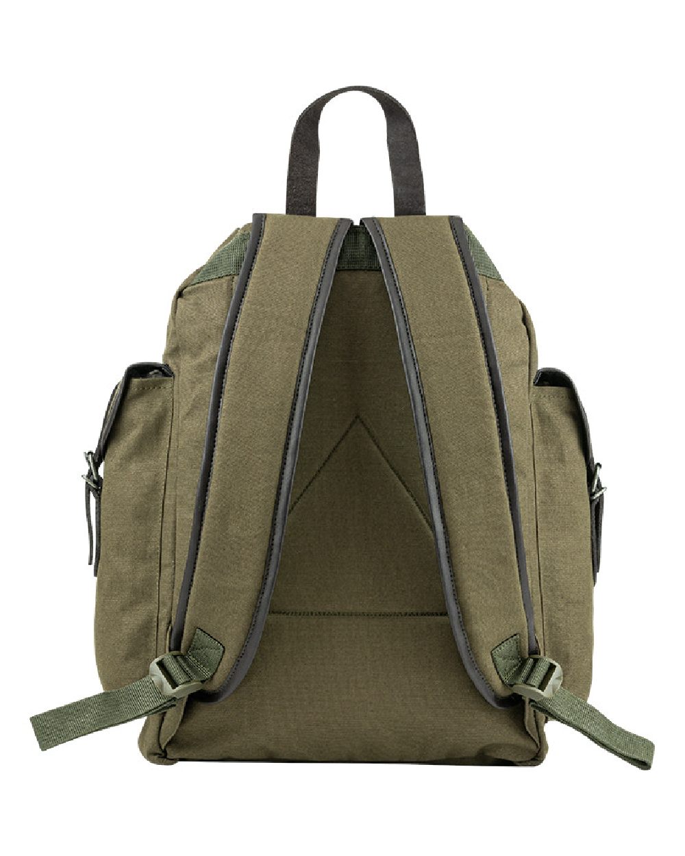 Green coloured Jack Pyke Canvas Day Pack on white background #colour_green