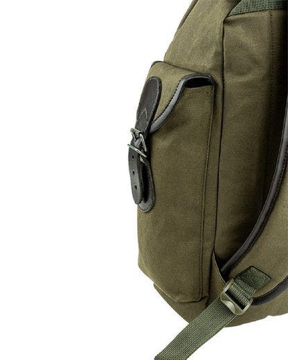 Green coloured Jack Pyke Canvas Day Pack on white background #colour_green