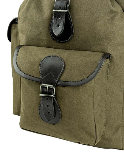 Green coloured Jack Pyke Canvas Day Pack on white background #colour_green