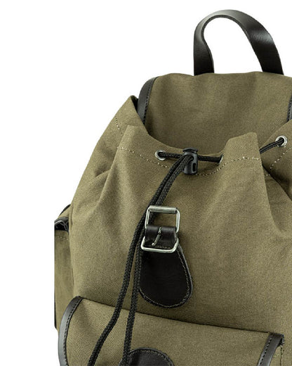 Green coloured Jack Pyke Canvas Day Pack on white background #colour_green