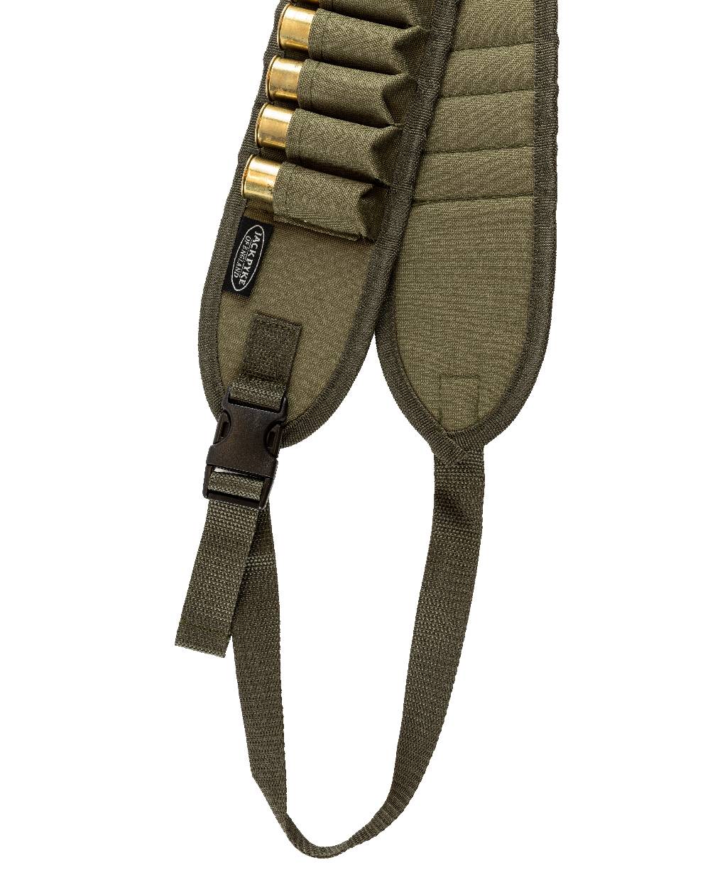 Green coloured Jack Pyke Cartridge Belt on white background #colour_green