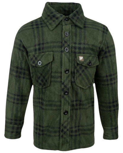 Green Coloured Jack Pyke Childrens Polar Fleece Shirt on white background #colour_green
