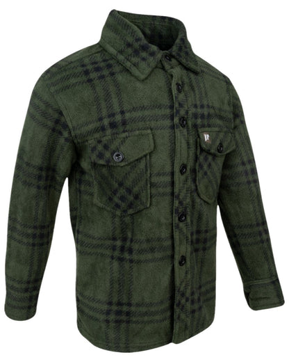 Green Coloured Jack Pyke Childrens Polar Fleece Shirt on white background #colour_green