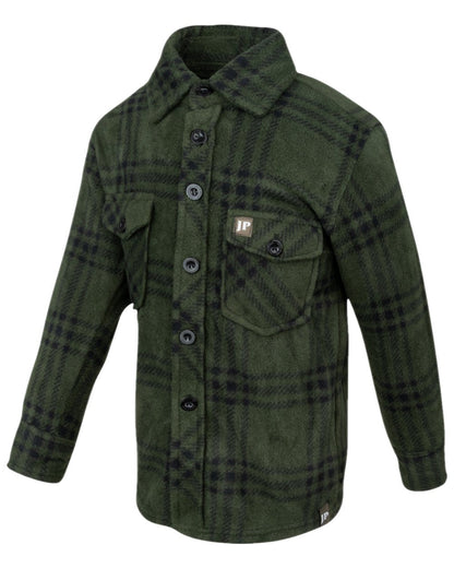 Green Coloured Jack Pyke Childrens Polar Fleece Shirt on white background #colour_green