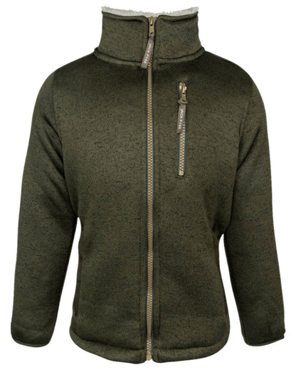 Dark Olive Coloured Jack Pyke Childrens Scandinavian Fleece Jacket on white background #colour_dark-olive