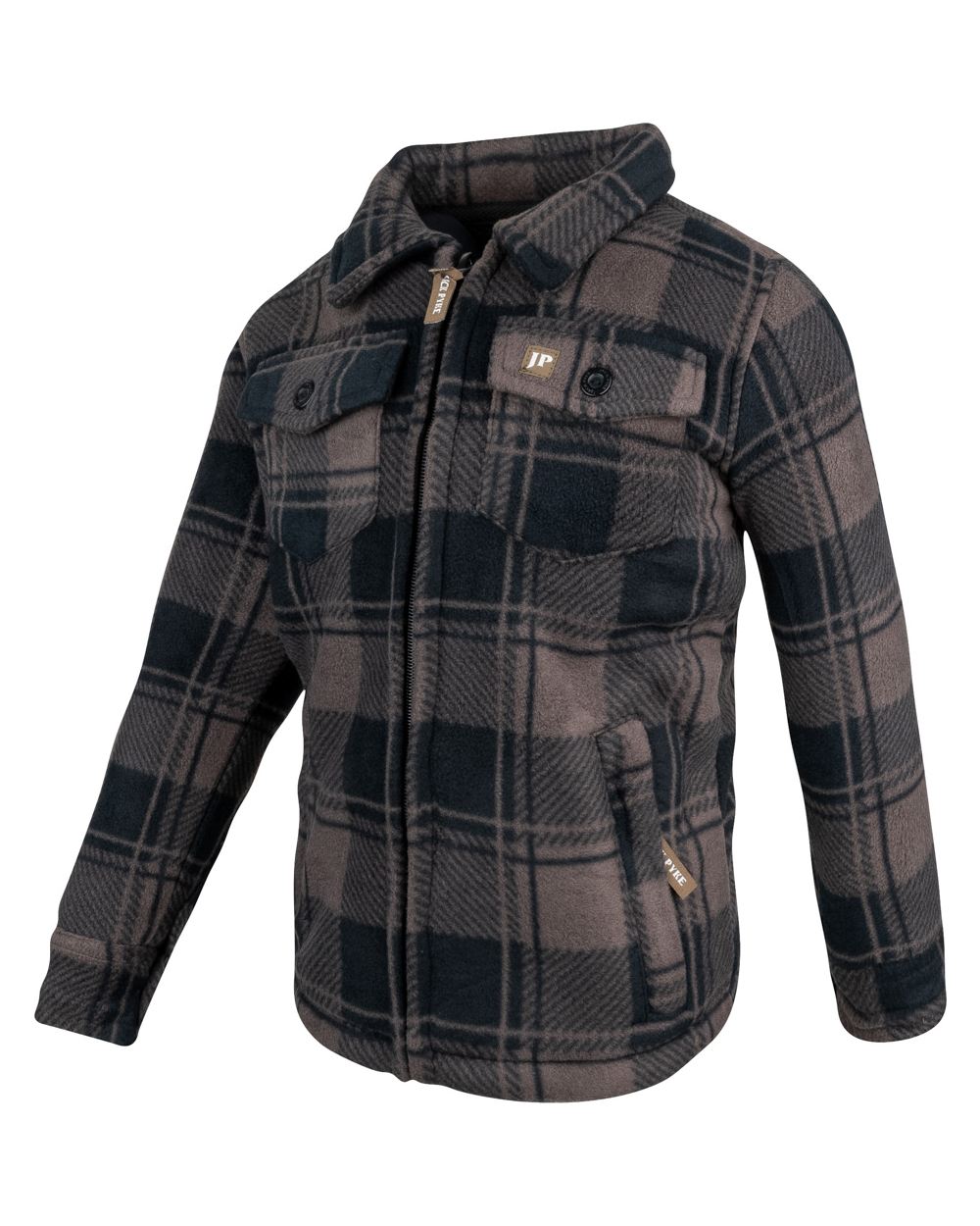 Brown Check Coloured Jack Pyke Childrens Tundra Shirt on white background #colour_brown-check