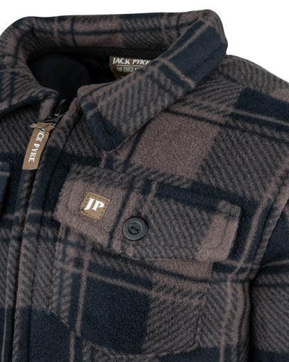 Brown Check Coloured Jack Pyke Childrens Tundra Shirt on white background #colour_brown-check
