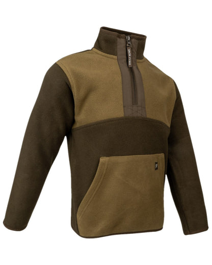Green Coloured Jack Pyke Childrens Two Tone Fleece Top on white background #colour_green