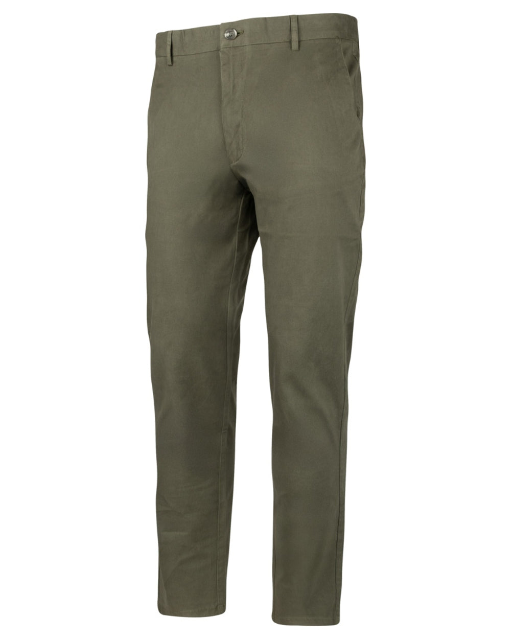 Khaki Olive coloured Jack Pyke Chino Trousers on white background #colour_khaki-olive