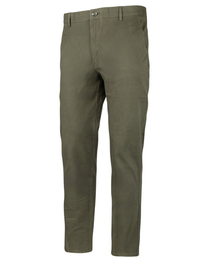Khaki Olive coloured Jack Pyke Chino Trousers on white background #colour_khaki-olive