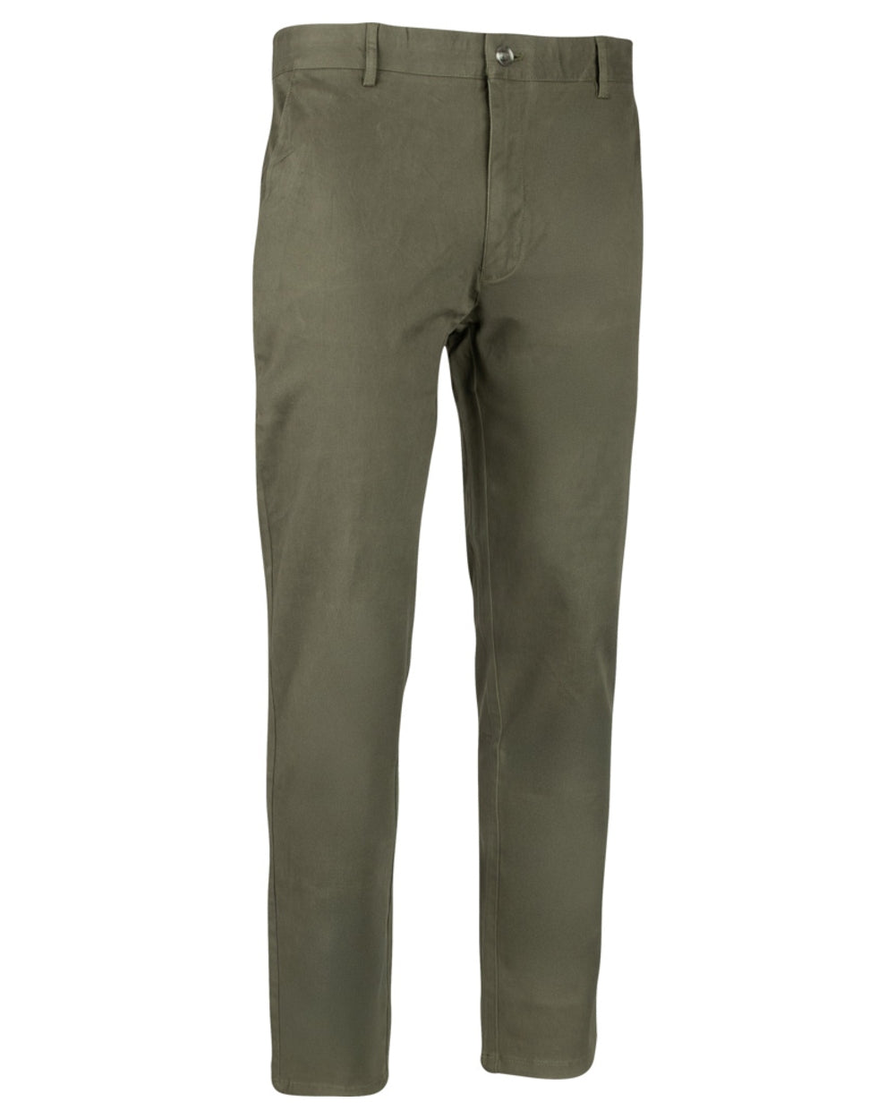 Khaki Olive coloured Jack Pyke Chino Trousers on white background #colour_khaki-olive