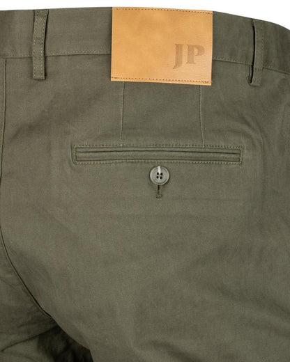 Khaki Olive coloured Jack Pyke Chino Trousers on white background #colour_khaki-olive