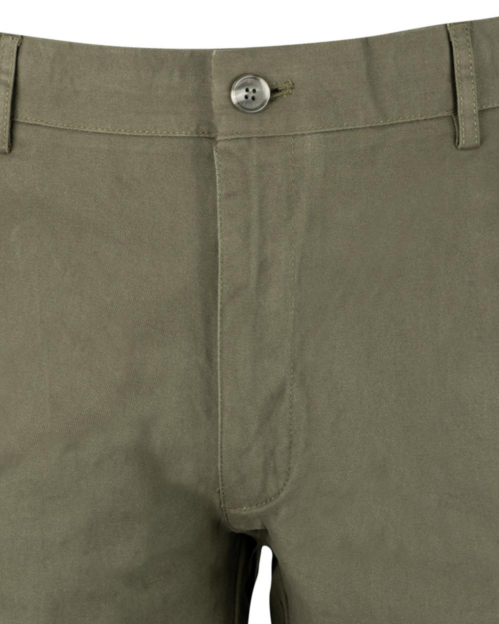 Khaki Olive coloured Jack Pyke Chino Trousers on white background #colour_khaki-olive