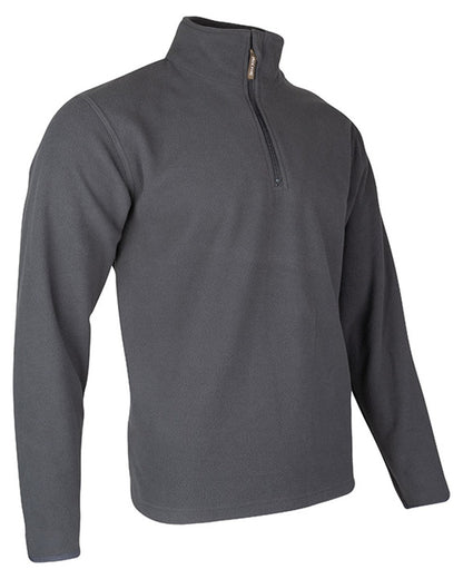 Charcoal coloured Jack Pyke Country Fleece Top on white background #colour_charcoal