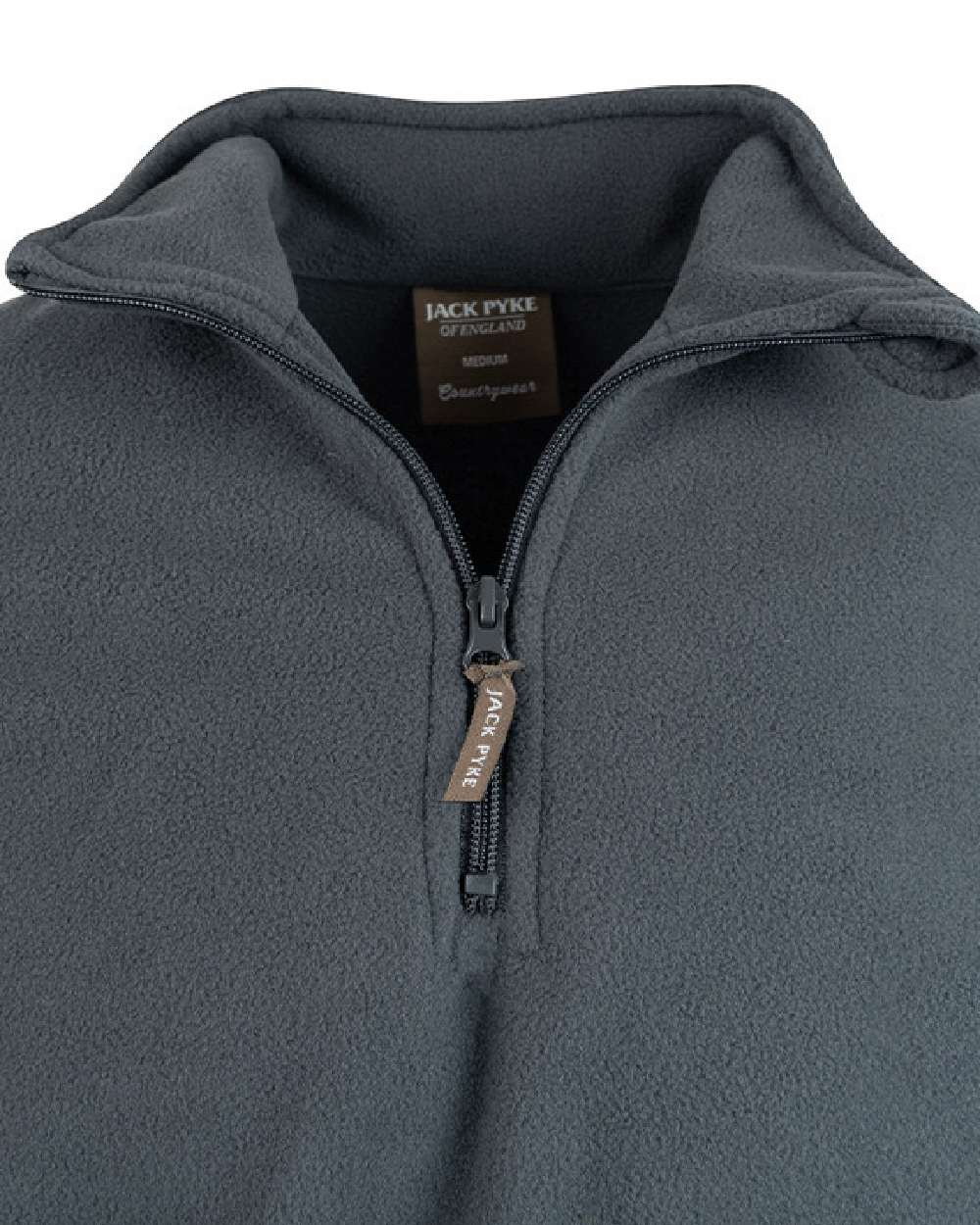 Charcoal coloured Jack Pyke Country Fleece Top on white background #colour_charcoal
