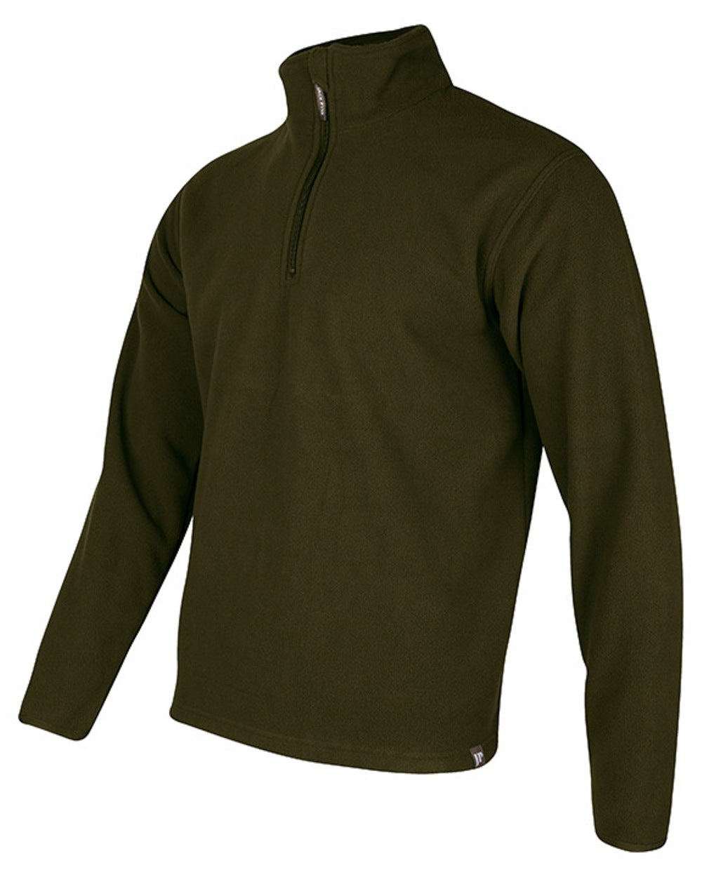 Dark Olive coloured Jack Pyke Country Fleece Top on white background #colour_dark-olive