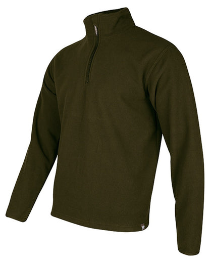 Dark Olive coloured Jack Pyke Country Fleece Top on white background #colour_dark-olive