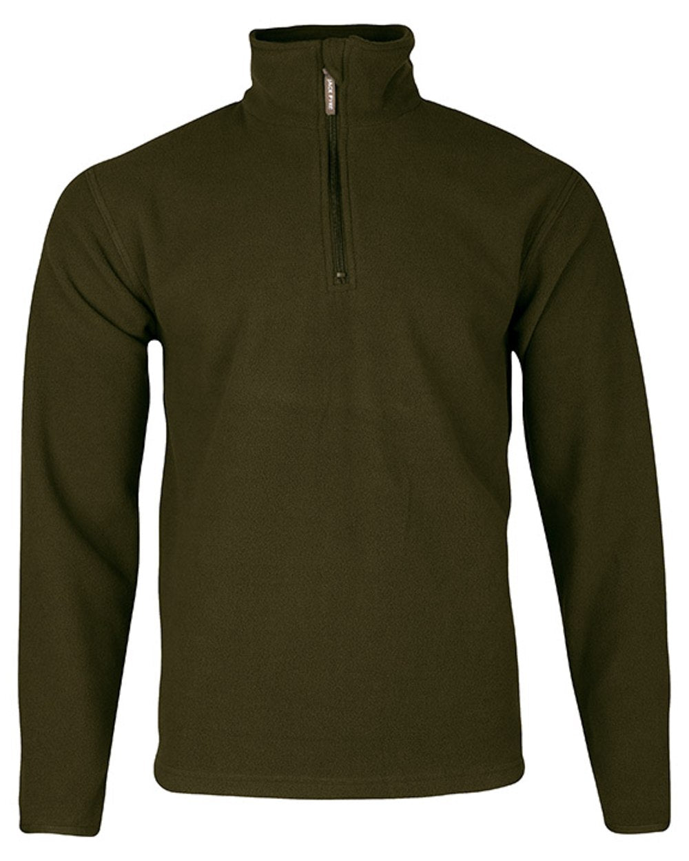 Dark Olive coloured Jack Pyke Country Fleece Top on white background #colour_dark-olive