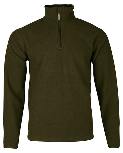 Dark Olive coloured Jack Pyke Country Fleece Top on white background #colour_dark-olive