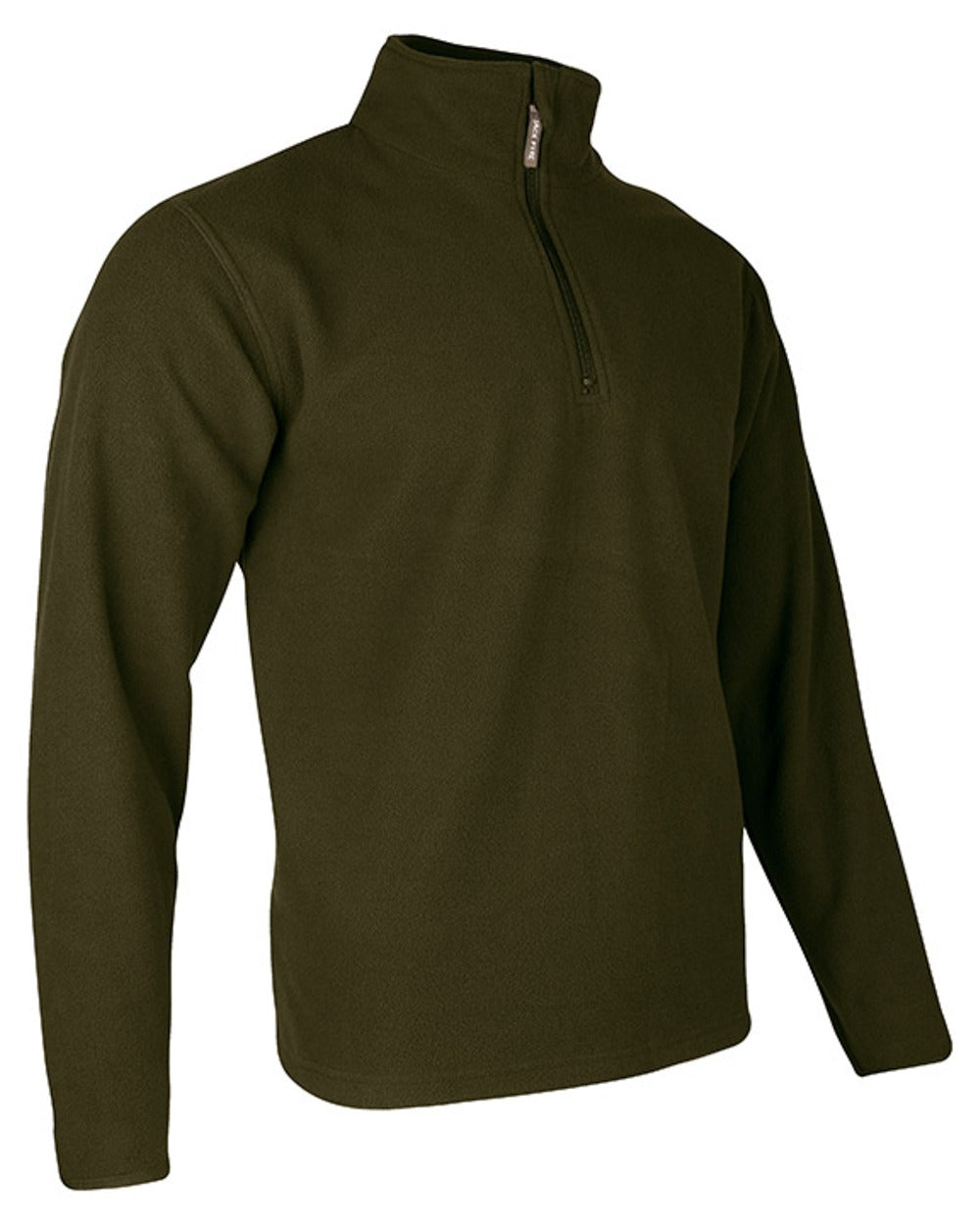 Dark Olive coloured Jack Pyke Country Fleece Top on white background #colour_dark-olive