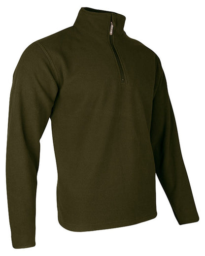 Dark Olive coloured Jack Pyke Country Fleece Top on white background #colour_dark-olive