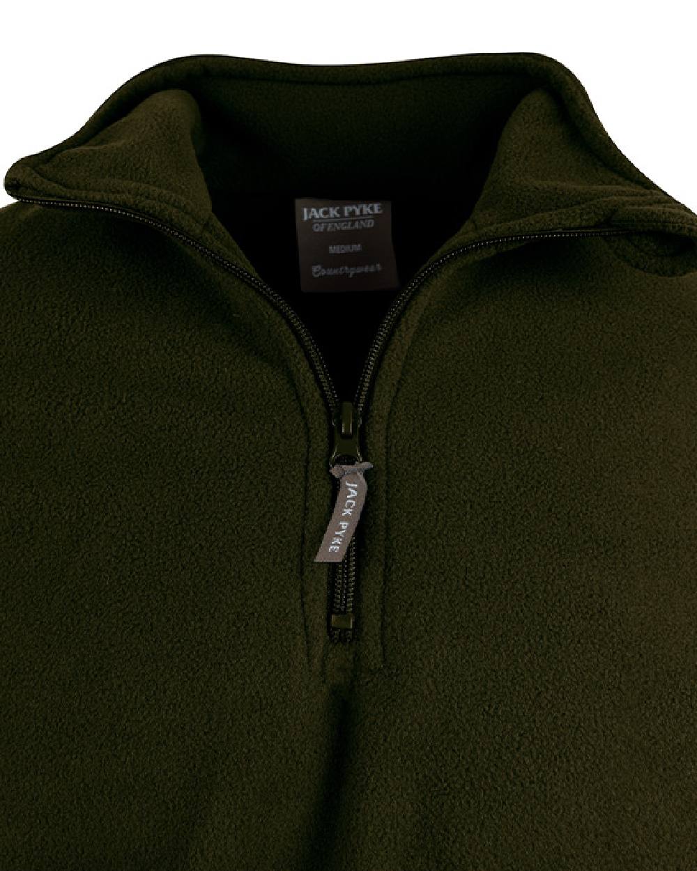 Dark Olive coloured Jack Pyke Country Fleece Top on white background #colour_dark-olive