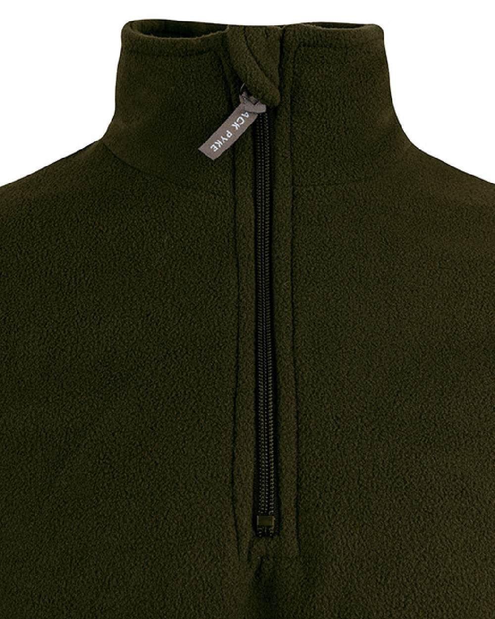 Dark Olive coloured Jack Pyke Country Fleece Top on white background #colour_dark-olive