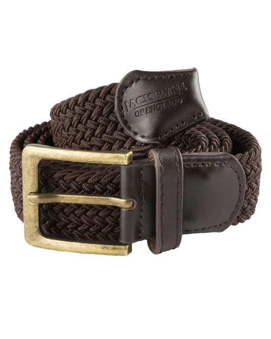 Brown coloured Jack Pyke Countryman Elasticated Belt on white background #colour_brown