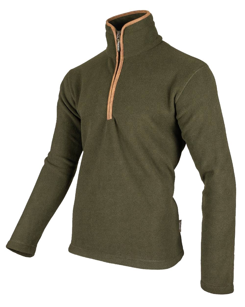 Dark Olive coloured Jack Pyke Countryman Fleece Pullover on white background #colour_dark-olive