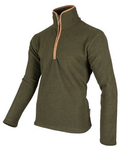 Dark Olive coloured Jack Pyke Countryman Fleece Pullover on white background #colour_dark-olive