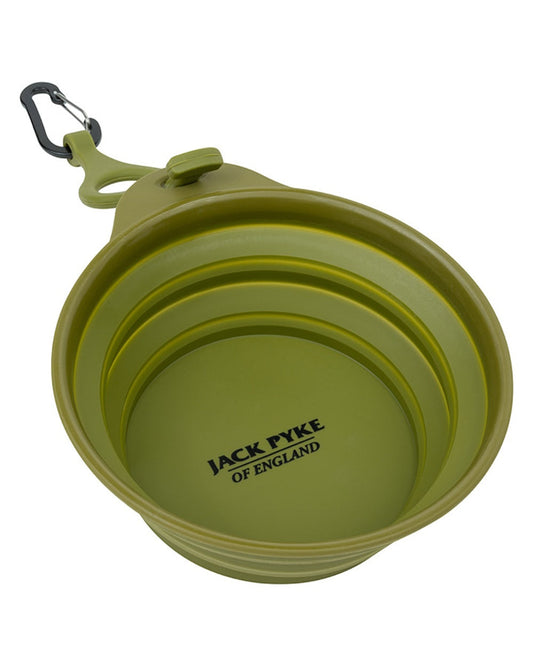 Green coloured Jack Pyke Deluxe Folding Dog Bowl on white background #colour_green