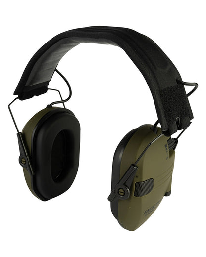 Green coloured Jack Pyke Electronic Ear Defenders on white background #colour_green